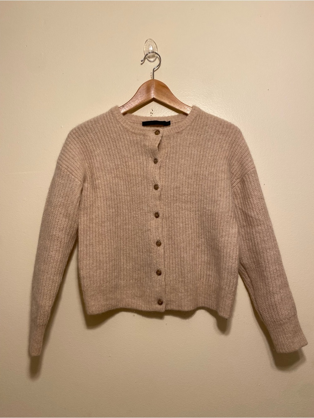 JENNY KAYNE Classic Crewneck Button-Front Cardigan Sweater. Size XS
